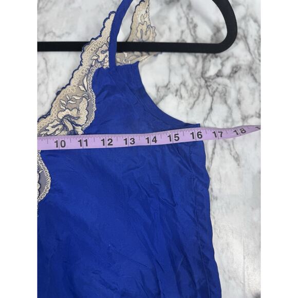 Express Y2K Silk Embroidered Floral Lace Slip Mini Dress Size XS Blue Fairy - Picture 4 of 7